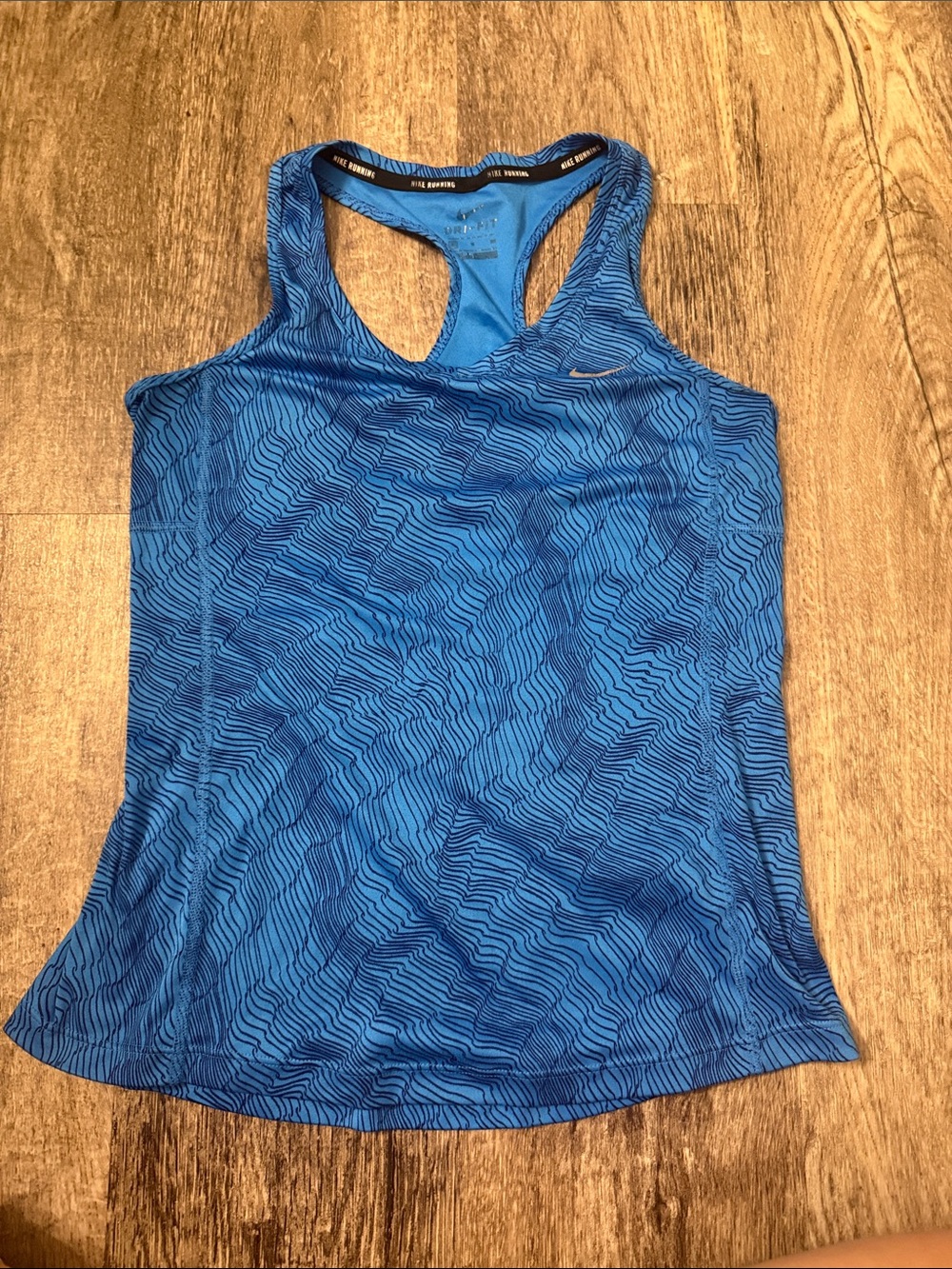 Nike Electric Blue Racerback Workout Tank with Wave Print